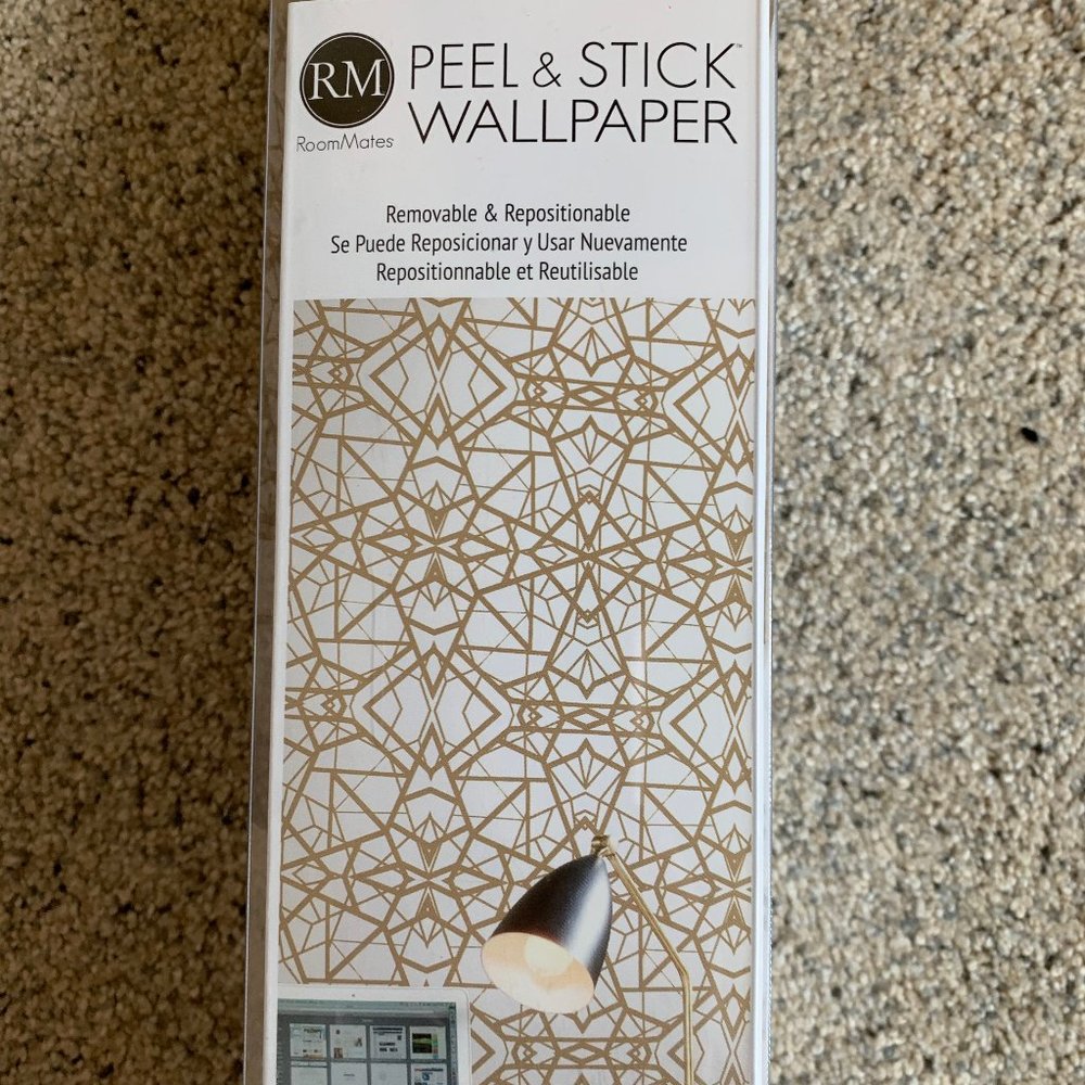 Gold and White Peel and Stick Wallpaper